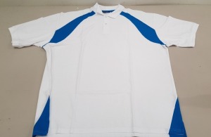 45 X BRAND NEW PAPINI POLO SHIRTS IN WHITE / CYAN SIZE 3XL