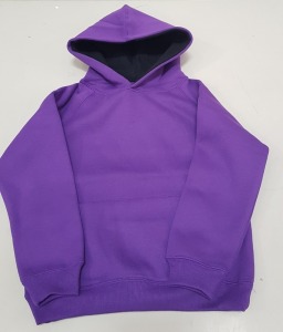 20 X BRAND NEW PAPINI HOODED SWEATSHIRTS IN PURPLE / BLACK SIZE 7-8 YEARS