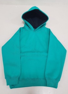 15 X BRAND NEW PAPINI HOODED SWEATSHIRTS IN TEAL / NAVY SIZE 7-8 YEARS AND 9-10 YEARS