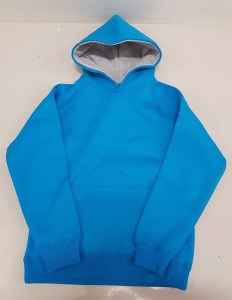 20 X BRAND NEW PAPINI HOODED SWEATSHIRTS IN CYAN / GREY MARL SIZE 9-10 YEARS