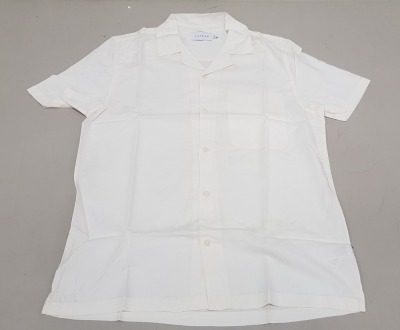 32 X BRAND NEW TOPMAN CREAM BUTTONED LIGHT SHIRTS SIZE MEDIUM AND XL RRP £30.00 ( TOTAL RRP £ 960.00)