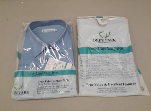 144 X BRAND NEW DEER PARK NON IRON EASY CARE LONG SLEEVED SHIRTS IN VARIOUS COLOURS AND SIZES