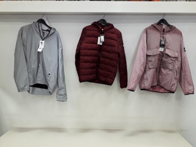 5 X BRAND NEW WEEKEND OFFENDER LIGHT JACKETS IN NAVY, BLACK, PAVEMENT AND GINGER SIZES M,S AND L