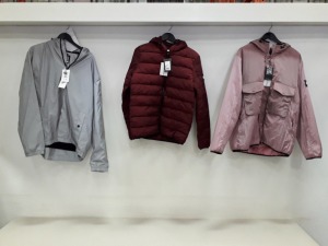5 X BRAND NEW WEEKEND OFFENDER LIGHT JACKETS IN GINGER, MORELLO AND PAVEMENT SIZE SMALL