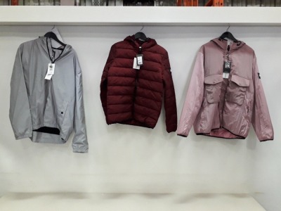 5 X BRAND NEW WEEKEND OFFENDER LIGHT JACKETS GINGER, PAVEMENT AND BLUEPRINT SIZE XL, S AND L