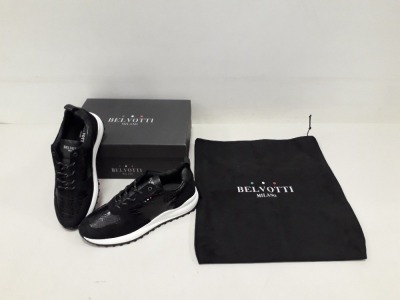 1 X BRAND NEW BELVOTTI CERA BLACK CROCODILE TRAINERS UK SIZE 11