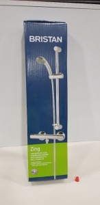 1 X BRAND NEW BRISTAN ZING THERMOSTATIC COOL CHROME BAR SHOWER WITH SHOWER KIT & WALL FIXING KIT