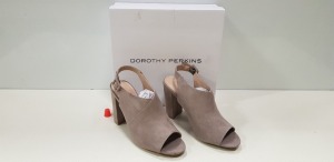 15 X BRAND NEW DOROTHY PERKINS HEELED SANDALS IN TAUPE SIZE 5 RRP £28.00 ( TOTAL RRP £420.00 )