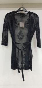 25 X BRAND NEW VILLA CLOTHES BLACK / JACQUARD CLEAR KIMONO SIZE SMALL RRP £32.00 (TOAL RRP £800.00)