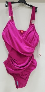 7 X BRAND NEW SPANX RICH BERRY DRAPED ONE PIECE SWIMSUITS SIZE 14 RRP $198.00 (TOTAL RRP $1386.00)