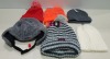 50 PIECE MIXED CLOTHING LOT CONTAINING BEANIE HATS IN VARIOUS STYLES AND SIZES