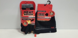 30 PIECE MIXED HEAT MACHINE LOT CONTAINING GLOVES AND HATS IN VARIOUS COLOURS AND SIZES