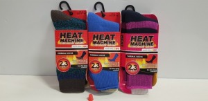 30 PIECE MIXED CLOTHING LOT CONTAINING HEAT MACHINE THERMAL SOCKS IN VARIOUS COLOURS AND SIZES