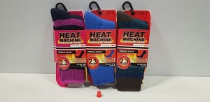 30 X BRAND NEW HEAT MACHINE THERMAL SOCKS IN VARIOUS COLOURS AND SIZES