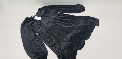 20 X BRAND NEW OASIS VELVET EMPIRE LINE FRILL HEM SKATER DRESSES IN BLACK SIZE MEDIUM AND XL