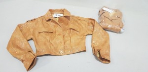 20 X BRAND NEW SAINT GENIES TAN ANIMAL PRINT BUTTONED JACKETS IN VARIOUS SIZES