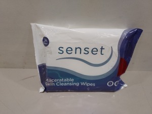 960 X BRAND NEW SENSET MACERATABLE SKIN CLEANING WIPES (FLUSHABLE) ON 1 PALLET (40 BOXES)