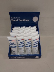 144 X SETS OF 16 (2,304) BRAND NEW ANTI BACTERIAL HAND SANITIZER - 80ML BOTTLES- IN 36 BOXES
