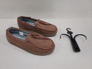 20 X BRAND NEW HEADLAND TAN MOCCASIN SLIPPERS SIZE 9 AND 11