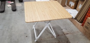 6 X 80CM LIGHT OAK BISTRO TABLES (PLEASE NOTE VENEER MAY BE LIFTED)