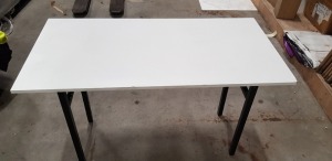 6 X 100CM X 50CM SINGLE WHITE TABLES (PLEASE NOTE VEENER MAY BE LIFTED)