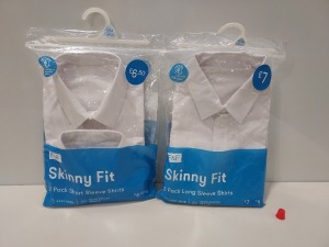 80 X BRAND NEW F&F BOYS 2 PACK OF SKINNY FIT LONG & SHORT SLEEVED SHIRTS IN VARIOUS KIDS SIZES