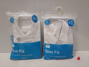 80 X BRAND NEW F&F BOYS 2 PACK OF SLIM FIT LONG & SHORT SLEEVED SHIRTS IN VARIOUS KIDS SIZES