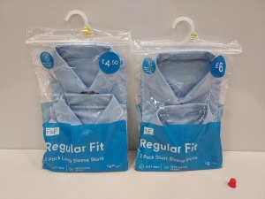 80 X BRAND NEW F&F 2 PACK OF REGULAR FIT LONG & SHORT SLEEVED SHIRTS IN VARIOUS KIDS SIZES