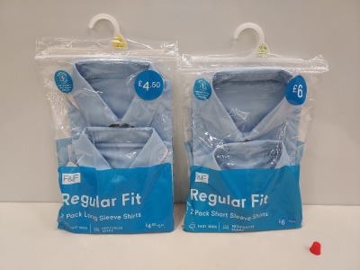 80 X BRAND NEW F&F 2 PACK OF REGULAR FIT LONG & SHORT SLEEVED SHIRTS IN VARIOUS KIDS SIZES