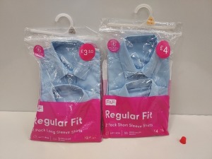 80 X BRAND NEW F&F GIRLS 2 PACK OF REGULAR FIT LONG & SHORT SLEEVED SHIRTS IN VARIOUS KIDS SIZES