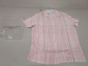 30 X BRAND NEW TOPMAN PINK STRIPED BUTTONED SHIRTS SIZE MEDIUM AND XL