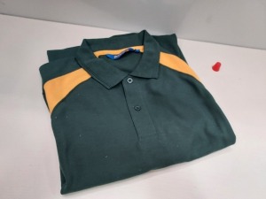 44 X BRAND NEW PAPINI BOTTLE GREEN AND GOLD POLO SHIRTS SIZE LARGE