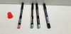 100 PIECE MIXED NYX LIP PENCIL AND EYEBROW PENCIL LOT CONTAINING TANGARINE LIP PENCIL, BABY BLUE EYEBROW PENCIL, DARK BROWN EYEBROW PENCIL AND SILVER EYEBROW PENCIL