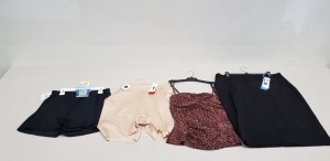 14 PIECE MIXED SPANX LOT CONTAINING 7 X TUMMY TAMING SWIM BRIEFS AND 2 X GIRLS SHORTS IN NUDE , 1 X SLIMMING VEST , 1 X SPANX SLIMMING SKIRT AND 3 X TWIST BANDEAU TANKINI IN LEOPARD PRINT