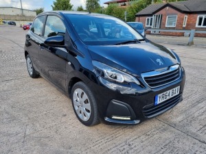 BLACK PEUGEOT 108 ACTIVE. Reg : YR64 BAV Mileage : 47023 Details: ENGINE SIZE: 998CC, 2 KEYS, WITH V5, MOT UNTIL 01/11/2022, AIR CON. TOUCH SCREEN MEDIA