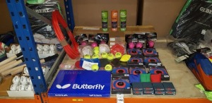 50 PIECE MIXED SPORTS LOT CONTAINING FAST TIME STOPWATCH , FIBREGLASS TAPE MEASURE , SLAZENGER STAGE 1 AND 2 TENNIS BALLS , GRAYS X-HEAVY BALL , PING PONG RACKETS , SUEQUE DISCS , RED HOSE , THROWING SAND BAGS ETC