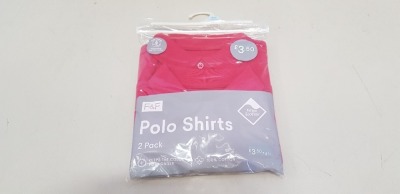 80 X BRAND NEW F&F 2 PACK KIDS POLO SHIRTS IN RED IN VARIOUS SIZES