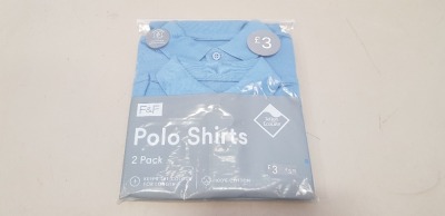 80 X BRAND NEW F&F 2 PACK KIDS POLO SHIRTS IN BLUE IN VARIOUS SIZES