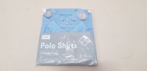 80 X BRAND NEW F&F 2 PACK KIDS POLO SHIRTS IN BLUE IN VARIOUS SIZES