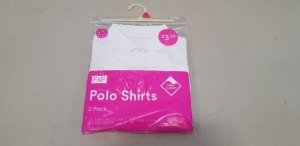 80 X BRAND NEW F&F 2 PACK KIDS GIRLS POLO SHIRTS IN WHITE IN VARIOUS SIZES