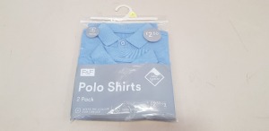 80 X BRAND NEW F&F 2 PACK KIDS BOYS POLO SHIRTS IN BLUE IN VARIOUS SIZES