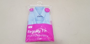 80 X BRAND NEW F&F 2 PACK KIDS GIRLS SHIRTS IN BLUE REGULAR FIT SHORT AND LONG SLEEVE SHIRTS IN BLUE IN VARIOUS SIZES