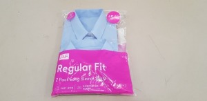 80 X BRAND NEW F&F 2 PACK KIDS GIRLS SHIRTS IN BLUE REGULAR FIT SHORT SLEEVE SHIRTS IN BLUE IN VARIOUS SIZES