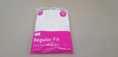 80 X BRAND NEW F&F 2 PACK KIDS GIRLS SHIRTS IN WHITE REGULAR FIT SHORT SLEEVE SHIRTS IN WHITE IN VARIOUS SIZES