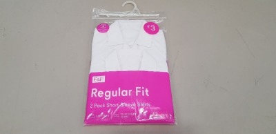 80 X BRAND NEW F&F 2 PACK KIDS GIRLS SHIRTS IN WHITE REGULAR FIT SHORT SLEEVE SHIRTS IN WHITE IN VARIOUS SIZES