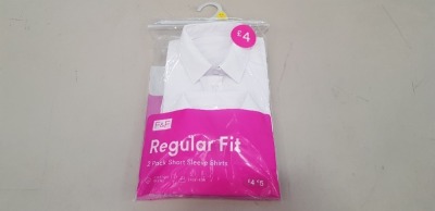 80 X BRAND NEW F&F 2 PACK KIDS GIRLS SHIRTS IN WHITE REGULAR FIT SHORT SLEEVE SHIRTS IN WHITE IN VARIOUS SIZES