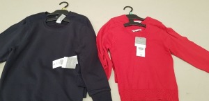 24 PIECE MIXED F&F KIDS CLOTHING LOT CONTAINING PACKS OF 2 COTTON RICH SWEATSHIRTS AND COTTON RICH JUMPERS IN RED AND BLACK AGE 3-4. 4-5 AND 7-8 YEARS
