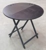 7 X BLACK COLOURED 80CM SQUARE BISTRO TABLES )PLEASE NOTE FACTORY SECONDS SOME VENEER MAY BE LIFTING)