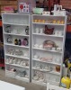 2 X LARGE WHITE 6 SHELF BOOKCASES FILLED WITH A VARIETY OF 150+ KITCHEN CROCKERY AND STORAGE ITEMS (SEE IMAGE)