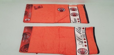 40 X SET OFF 2 BRAND NEW AC MILAN BATH TOWELS (70 X 140 CM ) - 80 TOWELS TOTAL - COMES IN 10 BOXES